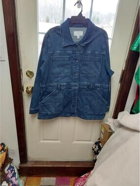 Nwt Time And Tru Womens Plus Denim Utility Jacket Dark XXXL 22
